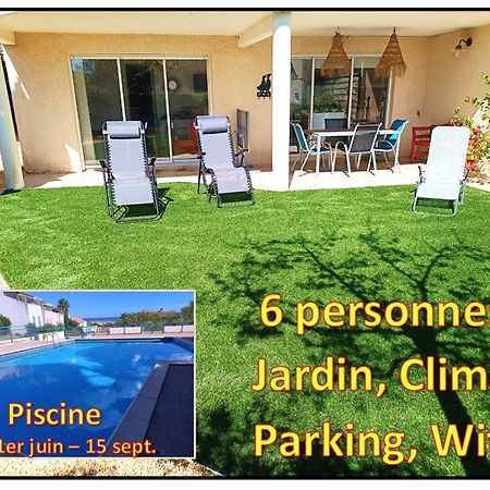 Plain-Pied Jardin 6 Personnes Clim Vue Mer Parking Wifi Terrasse Piscine Dans La Residence Saint-Pierre-la-Mer  المظهر الخارجي الصورة