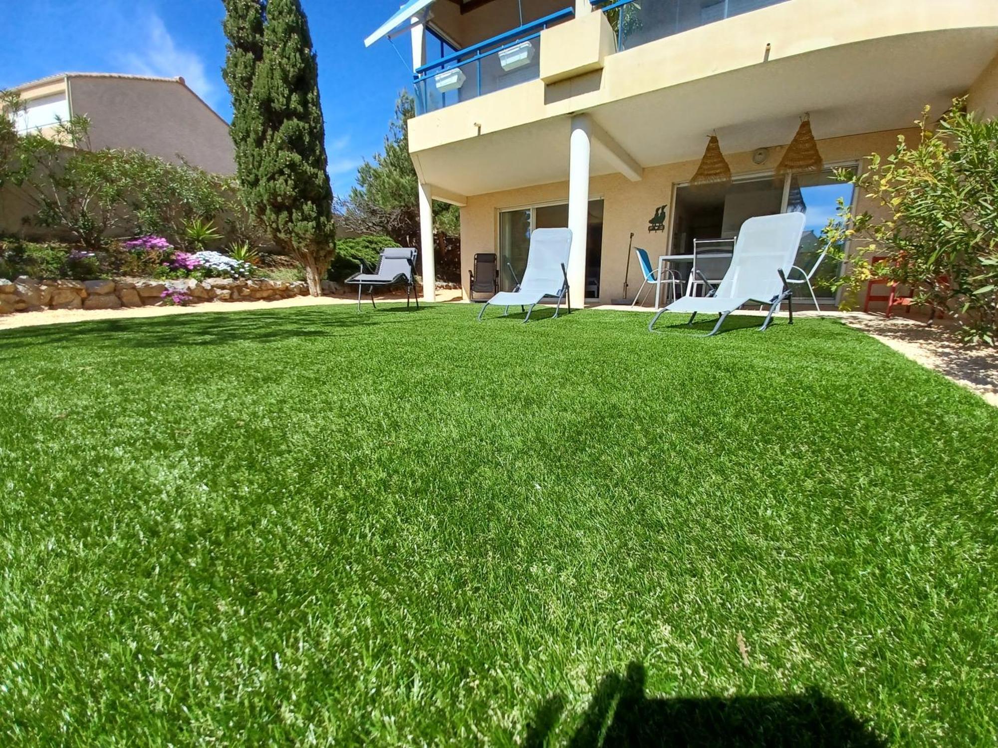 Plain-Pied Jardin 6 Personnes Clim Vue Mer Parking Wifi Terrasse Piscine Dans La Residence Saint-Pierre-la-Mer  المظهر الخارجي الصورة