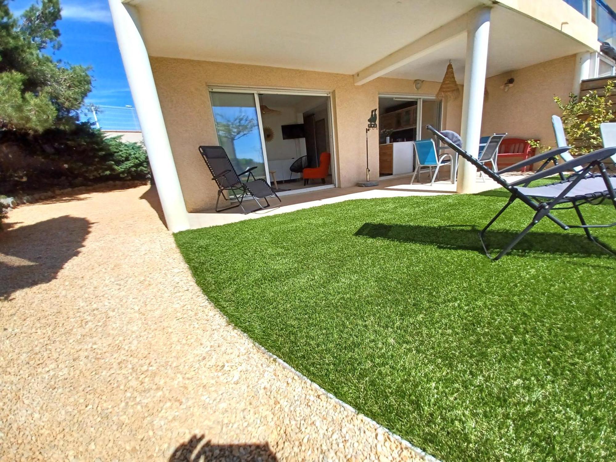 Plain-Pied Jardin 6 Personnes Clim Vue Mer Parking Wifi Terrasse Piscine Dans La Residence Saint-Pierre-la-Mer  المظهر الخارجي الصورة