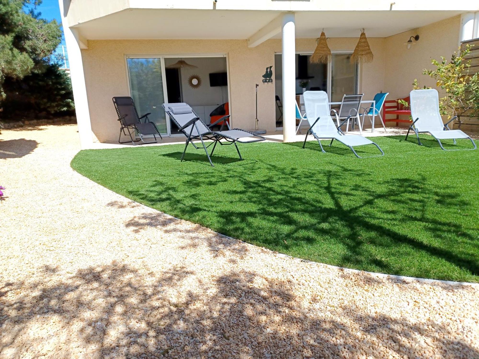 Plain-Pied Jardin 6 Personnes Clim Vue Mer Parking Wifi Terrasse Piscine Dans La Residence Saint-Pierre-la-Mer  المظهر الخارجي الصورة